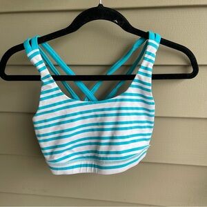 Women's Lululemon turquoise and white crop athletic top. size medium Prev. owned